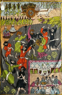 une image représentant une tapisserie sur laquelle figurent des personnages