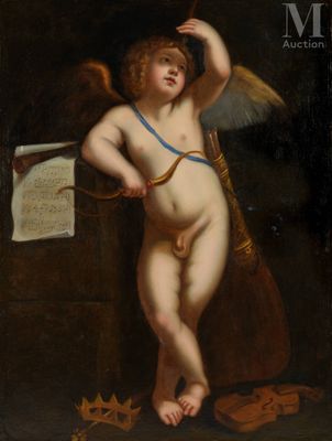 an image of a painting of an angel holding a harp