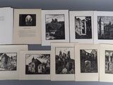 plusieurs photographies en noir et blanc d'un bâtiment et d'un autre bâtiment