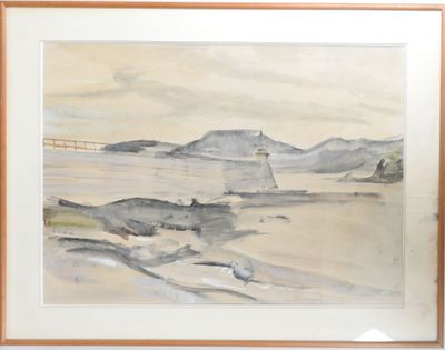 une photo d'une aquarelle représentant un paysage