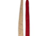 pair of red and beige ties on a white background