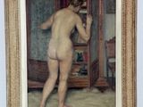 tableau représentant une femme nue debout devant un miroir dans une pièce