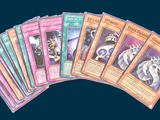 a lot of cards that are on a blue background