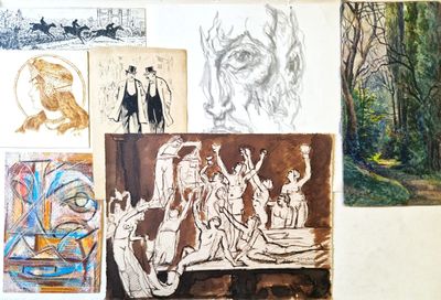 de nombreux dessins aux couleurs variées sur le mur de cette pièce