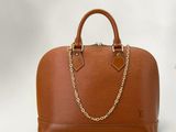 Sac Speedy Louis Vuitton en cuir Epi marron avec chaîne dorée