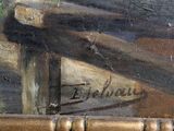 painting of a close up of a piece of wood with writing on it