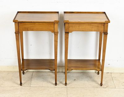 pair of antique oak side tables with turned legs