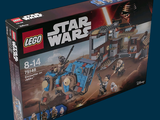 a box of lego star wars sets on a blue background