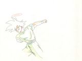 drawing of a man throwing a frisbee with a frisbee in his hand