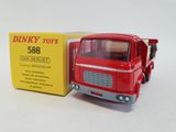a red toy truck with a box on the back