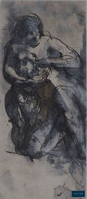 une image représentant un dessin en noir et blanc d'un homme tenant un bébé dans ses bras