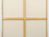 a painting of a white frame with writing on it