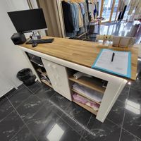 EXT- -Fauteuil garni de tissu beige à piètement étoilé métal… (photo 5)