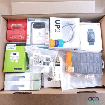 a box full of electronic items that are in it