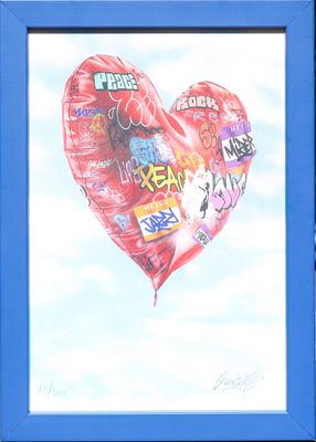 a picture of a picture of a heart with stickers on it