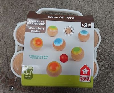 Jeu de pétanque enfant en bois HOUSE OF TOYS composé de 6 bo…