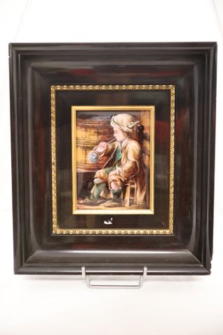 Émail de Limoges « L’enfant ». Signé Granger en bas à droite. 15 ...