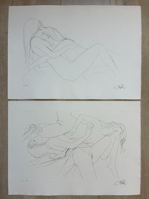 Jean-Baptiste Valadié (1933) - Lot de 2 gravures Gamiani, 19…