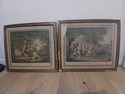 2 gravures anciennes, cadres abimés.
