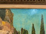 a picture of a painting of a landscape with trees