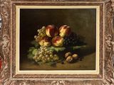 painting of a still life of fruit and nuts on a table