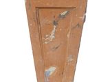 an old wooden pedestal with a flower pot on it