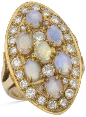 an oplite and diamond cluster ring