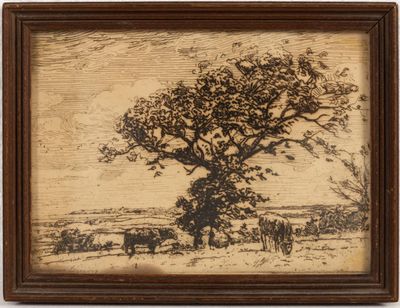 une image représentant un dessin d'un arbre dans un champ