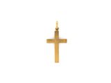 a gold cross pendant on a white background