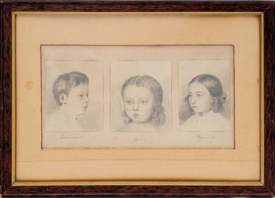 École FRANCAISE du XXe siècle "Portrait de trois enfants"