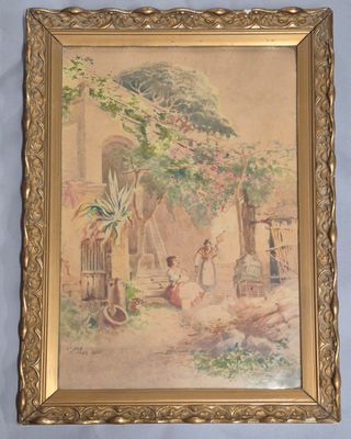 Ecole du début du XX e siècle Les lavandières Aquarelle sur …