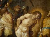 an image of a painting of a man on a cross being taken from the cross