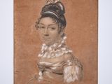 portrait of a woman in a hat and scarf by a wall