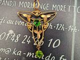 a picture of a gold pendant with a green stone