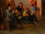 a painting of a group of people sitting around a table