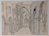 a drawing of a drawing of a building with arches