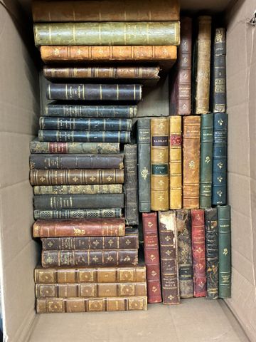 Carton de livres bien reliés littérature et histoire.