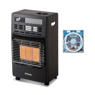 a close up of a heater on a white background next to a package