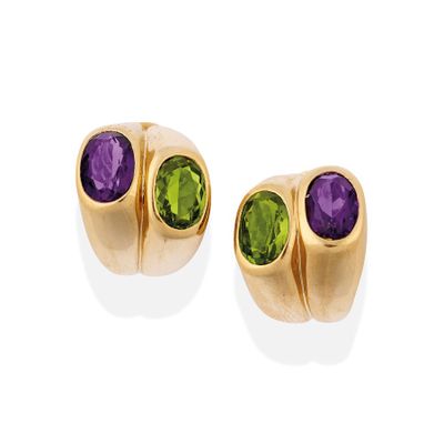 an image of a pair of amethorate and peridot earrings