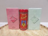 three different types of teas on a tray