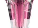 a pink vase that is sitting on a white surface