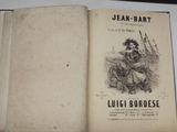 an old book with a drawing of a man sitting on a bench