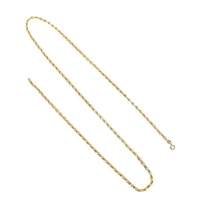 a gold necklace with a chain that is attached to it