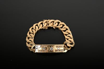 Important bracelet "gourmette" aux 2 ors 750/1000ème, la pla…