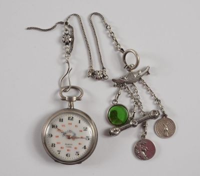 Montre de gousset à boîtier en argent, le revers en argent t…