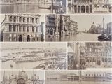 un collage de photos d'une ville avec des bateaux et des bâtiments