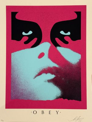 an image of a close up of a person ' s face on a poster