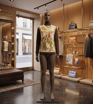a mannequin in a clothing store with a lot of mannequins