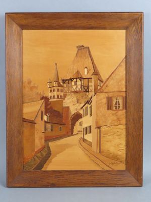 une image d'une photo d'un tableau représentant un village