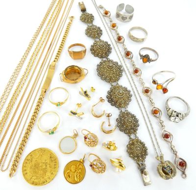 an assortment of jewelry including rings, bracelets, rings, and necklaces